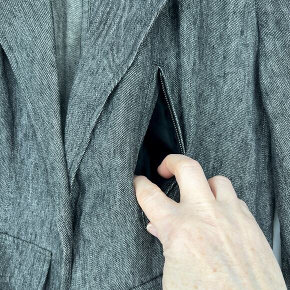 Vince Linen Blend Jacket Womens Size 6 Gray One Button Notch Lapel Collar Blazer - Picture 6 of 11